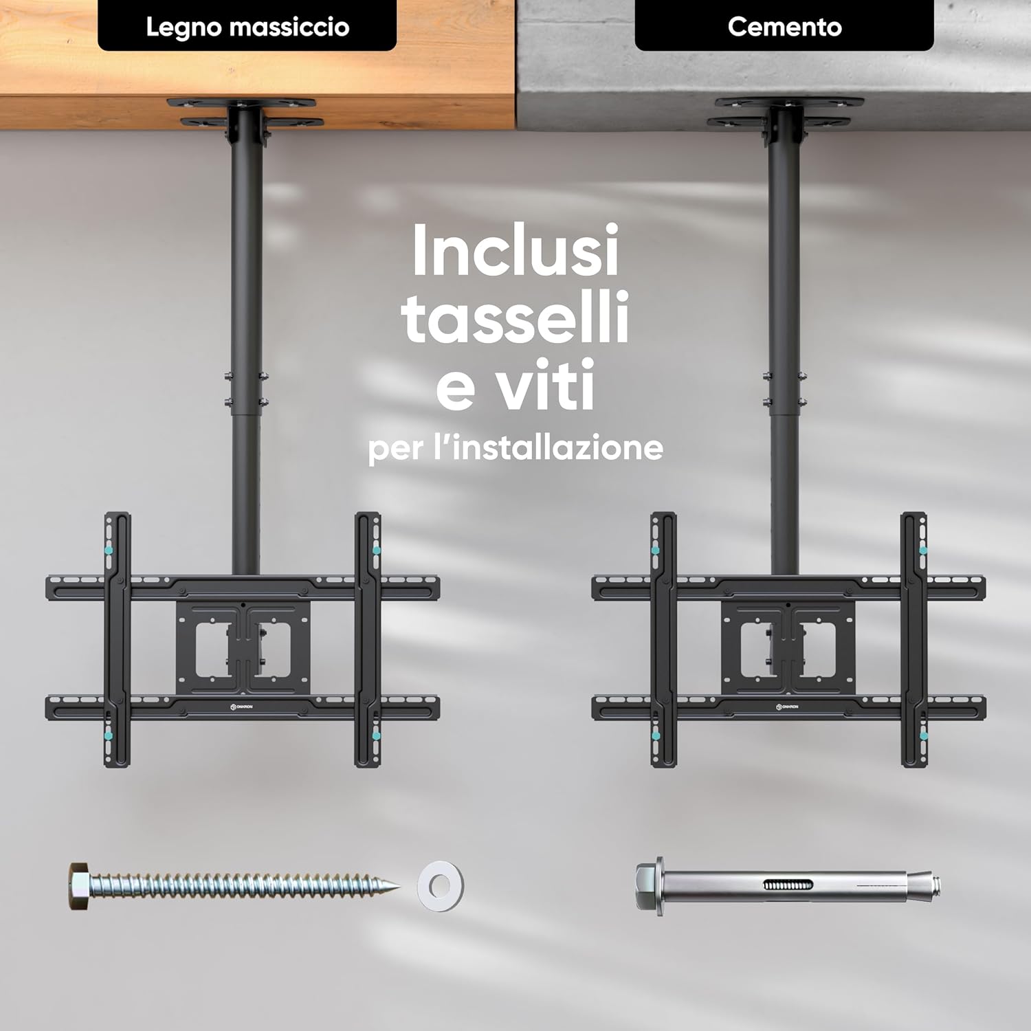 Staffa da Soffitto per Monitor – (per Soffitto di Cemento o Legno Massiccio)