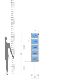 Totem con Pannelli Retroilluminati a Led Autoportante - Composizione n°5 A4 Orizzontali