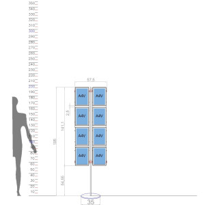 Totem con Pannelli Retroilluminati a Led Autoportante - Composizione n°8 A4 Verticali